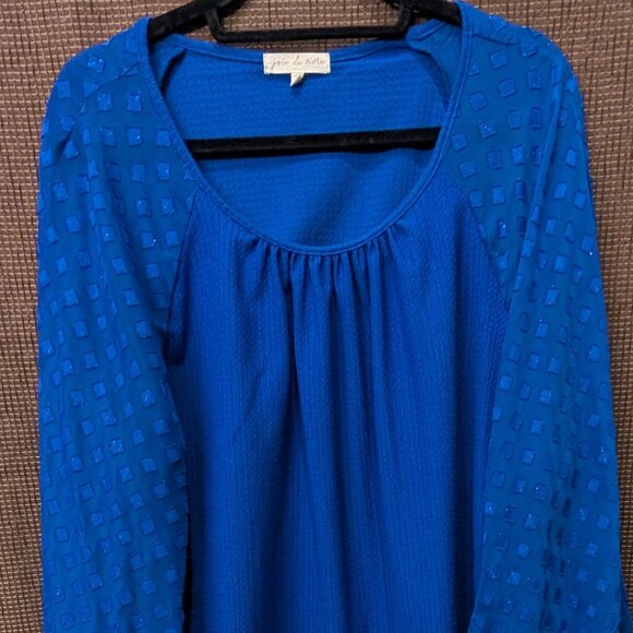 Joie de Vicre Womens Plus Size 2XL 3/4 Sleeve Blue Blouse - Picture 1 of 6